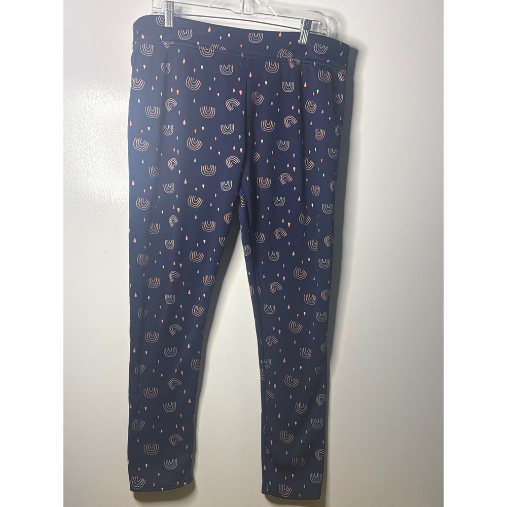 Serra Navy Blue Rainbow Print Fleece Lined Leggings XL 16-18 817778